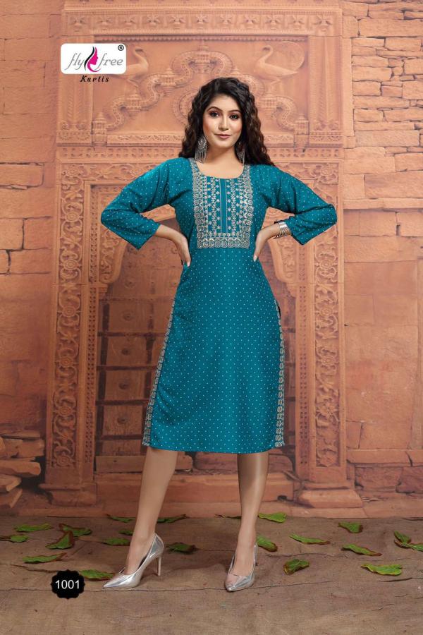 Fly Free Muskan Beautiful Rayon Embroidery Kurti